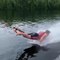 Water Skier Trails Behind Boat and Does Push-ups on Surface of Water