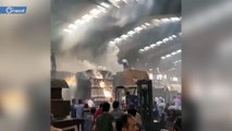 حريق ضخم يندلع بمصنع كبير بمدينة سلماس من توابع محافظة اذربايجان الغربية