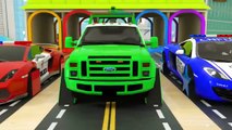 Los vehículos colocados en ranuras llenas de líquido, aprenden los colores con los tractores