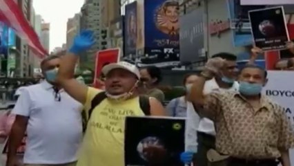 Boycott China protest erupts at Times Square in New York