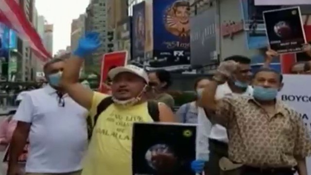 Boycott China protest erupts at Times Square in New York