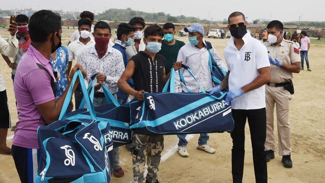Delhi: Shikhar Dhawan visits hindu refugees in Majlis Park