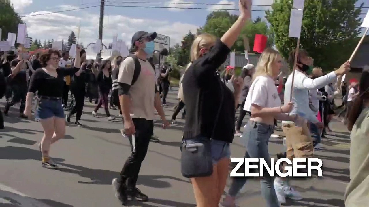 Black Lives Matter activists march for George Floyd in Olympia, WA