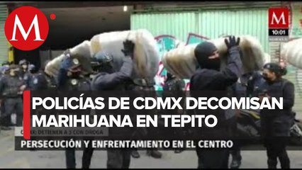 Tras persecución y balacera, decomisan 140 kilos de mariguana en Tepito