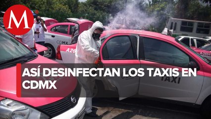 Download Video: Desinfectan taxis de CdMx en Iztacalco por coronavirus