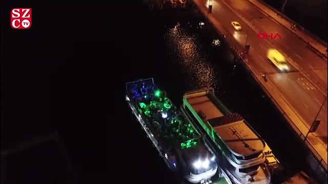 Corona virüse aldırmadan Haliç'te yat partisi yaptılar