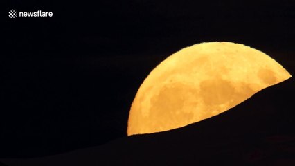 Extreme closeup of the Buck Moon lunar eclipse on Fourth of July