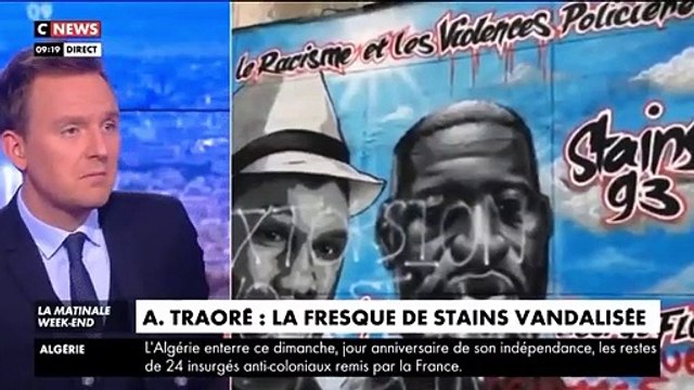 Seine-Saint-Denis - La fresque en hommage à Adama Traoré et George Floyd à Stains vandalisée avec les mots : extorsion , vol , stop aux Traoré ...