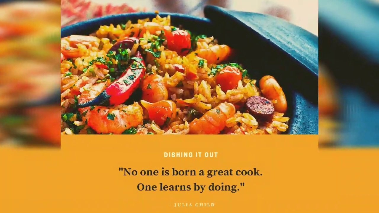 Food; Preparation of varieties of food; Grilling Barbecue; Sprinkle of rock salad; Mixing fruit; Seasoning pizza; Scooping ice cream