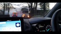 Terrifying moment lorry blasts UK road with smoke forcing drivers to pull over