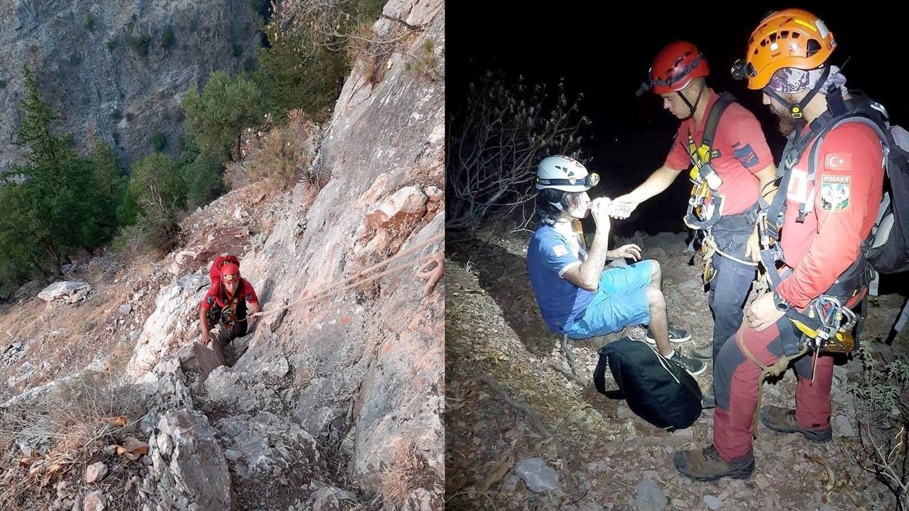 Kelebekler vadisinde mahsur kalan tatilciyi JAK ve AKUT kurtardı