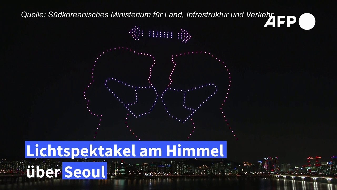 Corona-Botschaften am Himmel über Seoul