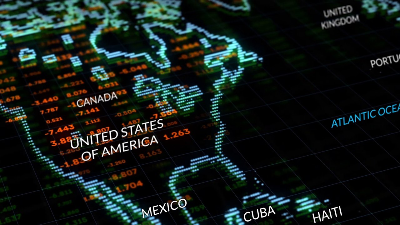 [NO COPYRIGHT ANIMATION] Financial Big Data World Map with Sound Effect