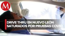 Saturan módulos drive thru de pruebas covid-19 en Nuevo León
