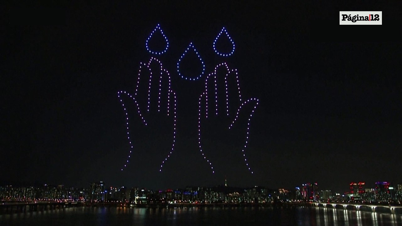 Cientos de drones en el cielo de Seúl para concientizar sobre coronavirus