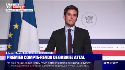 Gabriel Attal: le Président a désigné "quatre grands axes, d'abord celui de la reconstruction de notre pays"