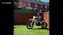 Pro extreme rider destroys backyard shed in motocross fail
