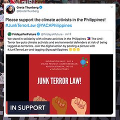 Greta Thunberg throws support behind PH climate activists, tweets #JunkTerrorLaw