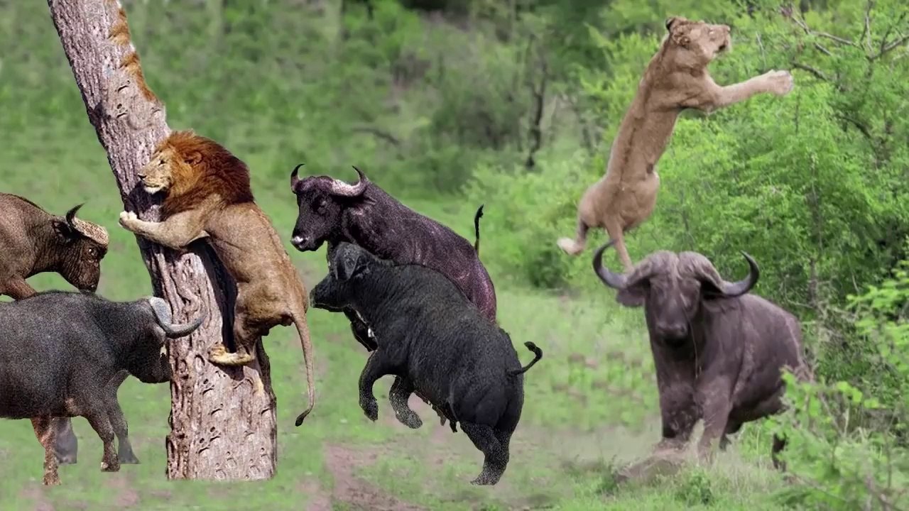 Hvis Koge ekstensivt PREDATOR BECOMES THE PREY - Buffalo Herd Flick Lion Into Air To Rescue  Warthog - video Dailymotion