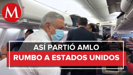 AMLO llegó a Washington en un vuelo comercial usando cubrebocas de forma correcta