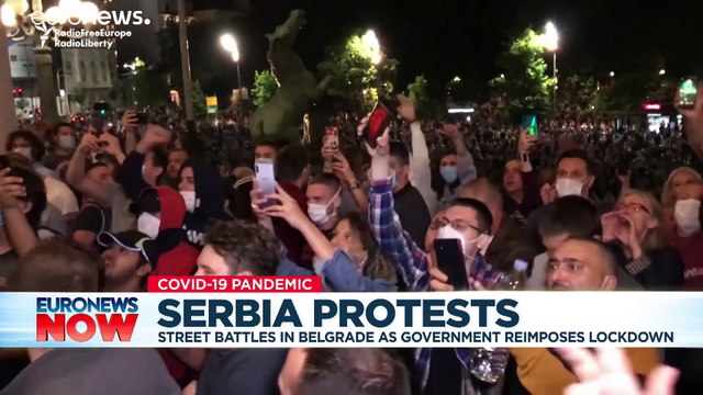 Serbian president backtracks on COVID-19 curfew as protests enter second day