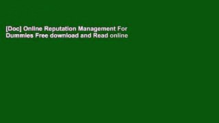 [Doc] Online Reputation Management For Dummies Free download and Read online