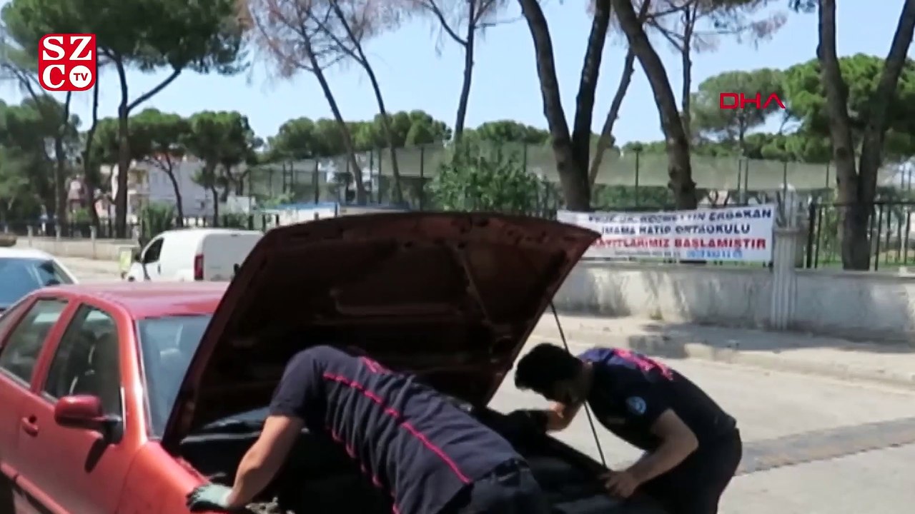 Otomobilin motoruna sıkışan yavru kediyi itfaiye kurtardı