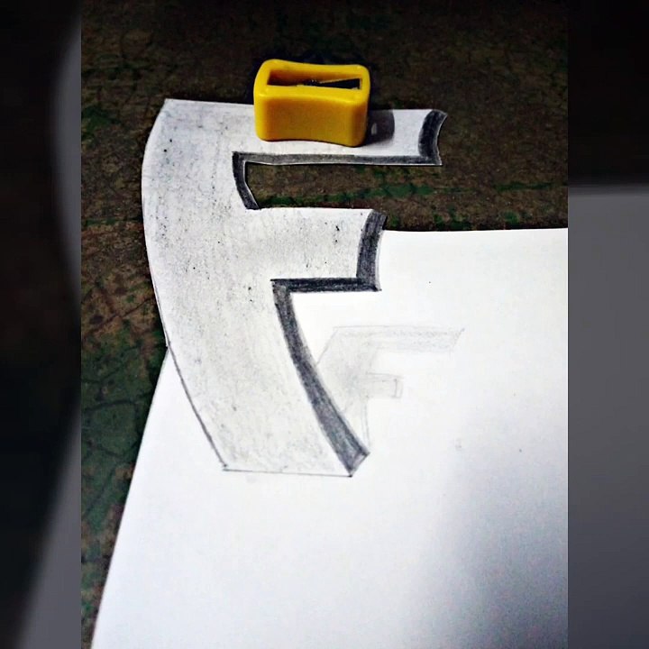 3D Art _ simple trick art for 3d alphabet F _ easy tricks _