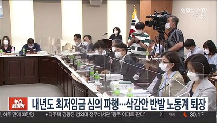 내년도 최저임금 심의 파행…삭감안 반발 노동계 퇴장