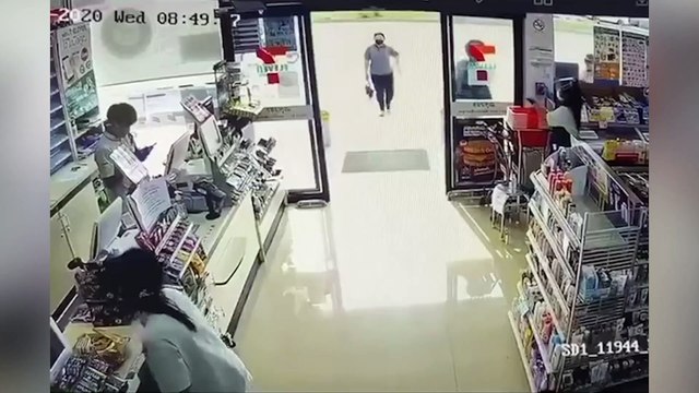 Shop Assistant Accidentally Sprays Sanitiser In Customer's Face