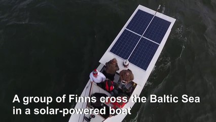 A solar powered boat travels from Helsinki to Tallinn