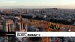 Greenpeace activists scale a crane at Notre Dame cathedral in climate protest