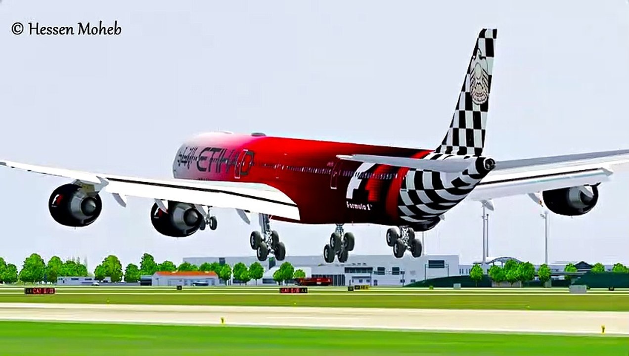 Etihad Airbus A340 Landing At Munich