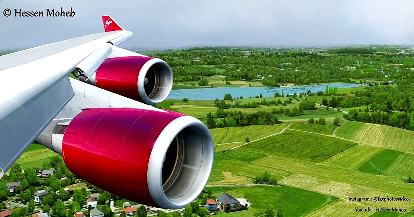 Virgin Atlantic Boeing 747 Landing At Manchester ( Wing View )