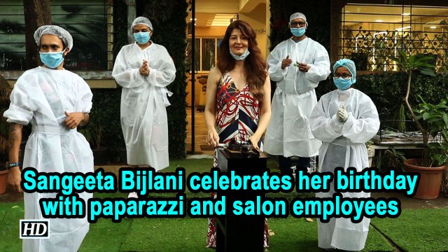 Sangeeta Bijlani celebrates her birthday with paparazzi and salon employees