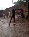 Ballet, barefoot on concrete while raining