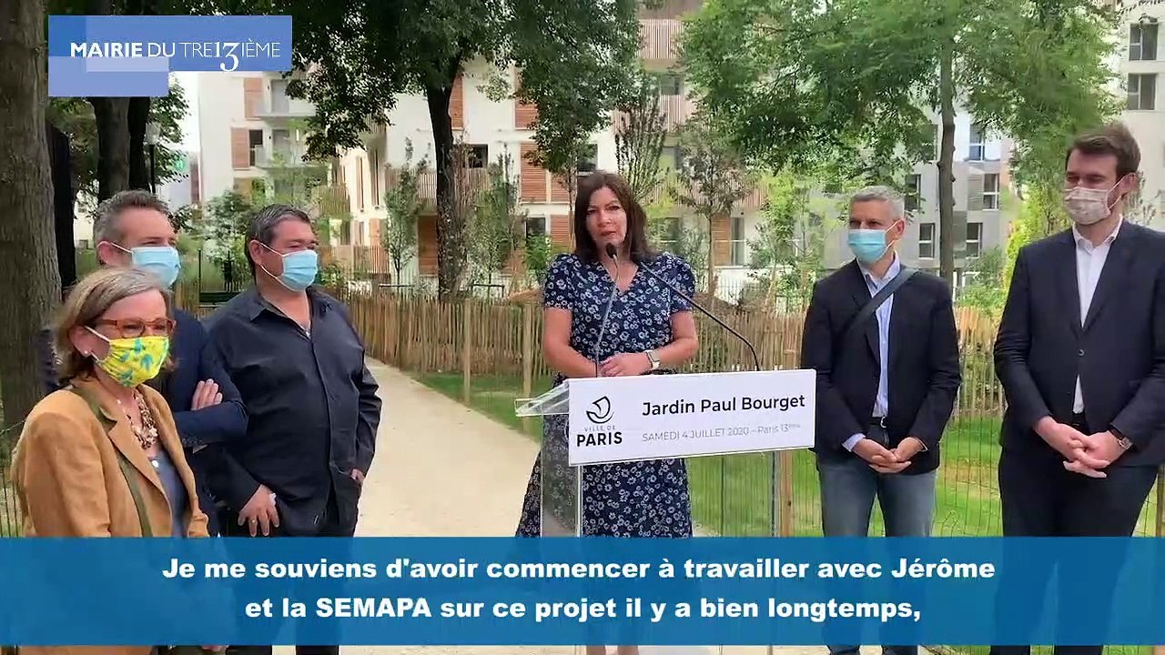 DISCOURS D'ANNE HIDALGO, MAIRE DE PARIS - OUVERTURE DU JARDIN PAUL BOURGET - 4 JUILLET 2020