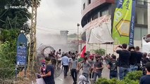 Security forces fire water cannon at protesters outside US embassy in Beirut
