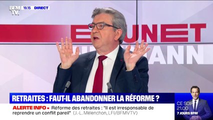 "Ce qui est irresponsable, c'est de recommencer un conflit pareil." Jean-Luc Mélenchon s'oppose à la reprise de le réforme des retraites