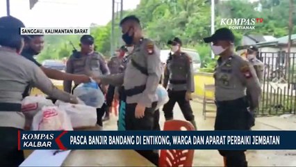 Warga dan Aparat bersama Perbaiki Jembatan Terdampak Banjir Bandang