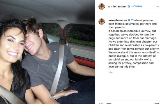 Armie Hammer and Elizabeth Chambers split