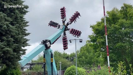 Scary moment UK attendees get stuck on 'Samurai' ride