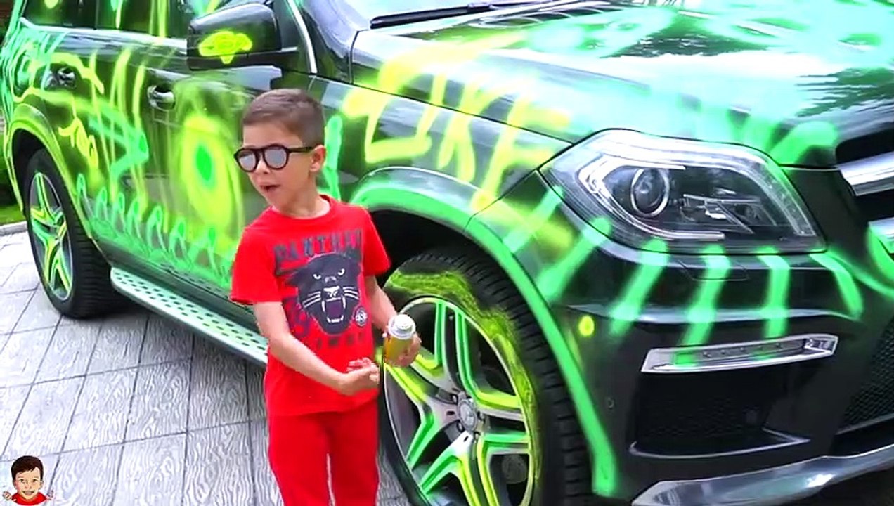 Artem ride toy new quad bike and painting Car for Mom surprise