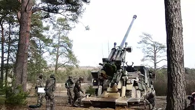 French Soldiers Fire a CAESAR 155MM • Self-Propelled Howitzer