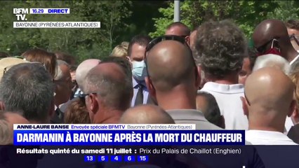 Download Video: Gérald Darmanin rencontre les collègues de Philippe Monguillot, le chauffeur de bus de Bayonne mort après une agression