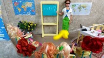 BARBIE School Episode1 Math CLASS ELSA, ANNA,ARIEL,CINDERELLA, MERIDA バービー人形の学校 escola boneca barbie