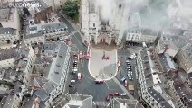 تصاویر هوایی از کلیسای نانت پس از آتش‌سوزی