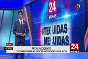 Puno: choque frontal entre un auto y una moto deja cuatro muertos