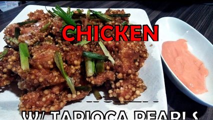 Super crispy fried chicken with tapioca pearls