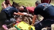 Yaralı vatandaş, askeri helikopterle hastaneye kaldırıldı